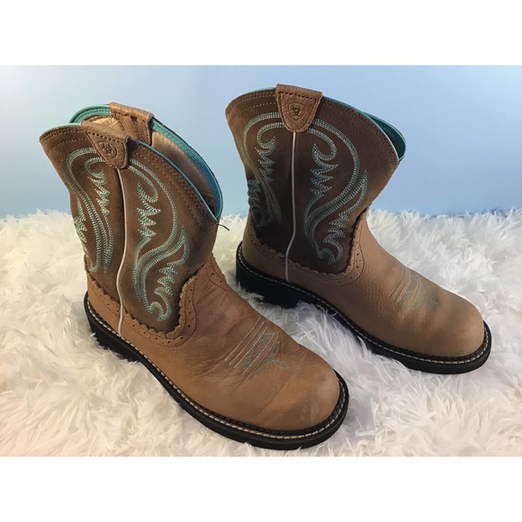 COPY - Ariat Fat Baby Tan/Brown/Turquoise Western Boots Women’s SZ 7.5C - Picture 1 of 6